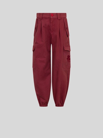 COTTON CARGO TROUSERS WITH CHEVRON PATTERN