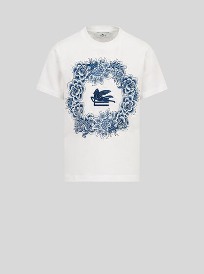 T-SHIRT WITH PEGASO AND GARLAND PRINT