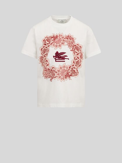 T-SHIRT WITH PEGASO AND GARLAND PRINT