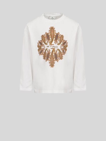 FLORAL PAISLEY COTTON T-SHIRT