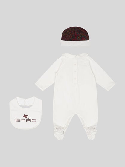 ONESIE, HAT AND BIB SET WITH PEGASO