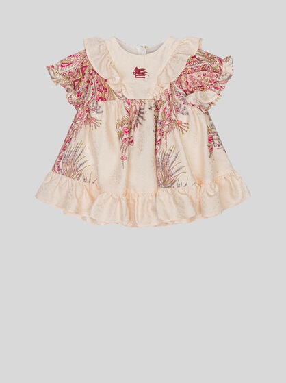 SATIN JACQUARD DRESS WITH FLORAL PAISLEY PRINT