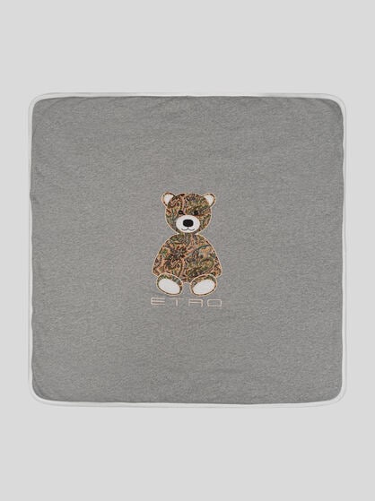 BLANKET WITH INLAID TEDDY BEAR