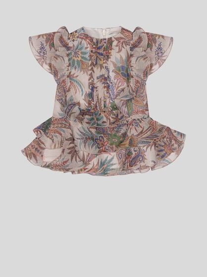 DRESS IN LIGHTWEIGHT CREPON WITH RUFFLES