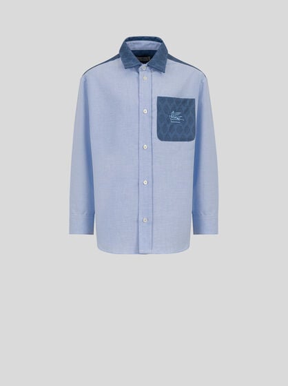 COTTON OXFORD SHIRT WITH INLAYS