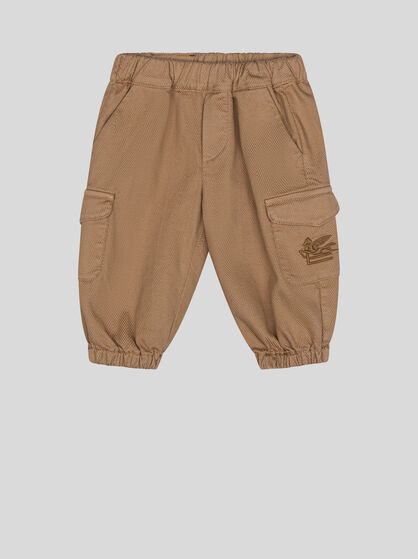 COTTON CARGO TROUSERS WITH CHEVRON PATTERN