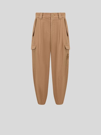 COTTON CARGO TROUSERS WITH CHEVRON PATTERN