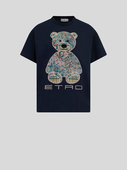 COTTON T-SHIRT WITH INLAID TEDDY BEAR
