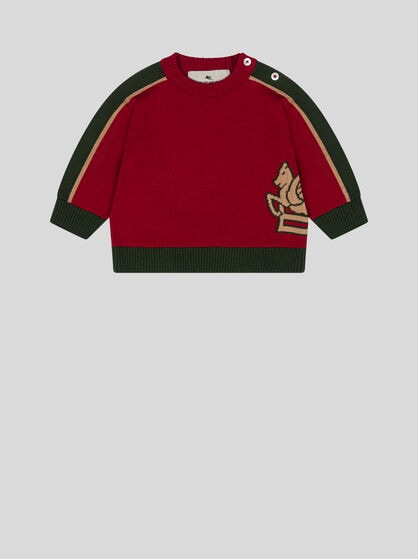 WOOL SWEATER WITH INLAID PEGASO LOGO