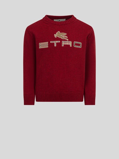 CASHMERE-BLEND SWEATER WITH INLAID LOGO