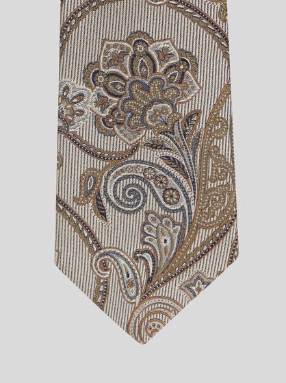MICRO-STRIPED TIE WITH PAISLEY DETAILING