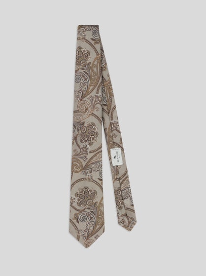 MICRO-STRIPED TIE WITH PAISLEY DETAILING