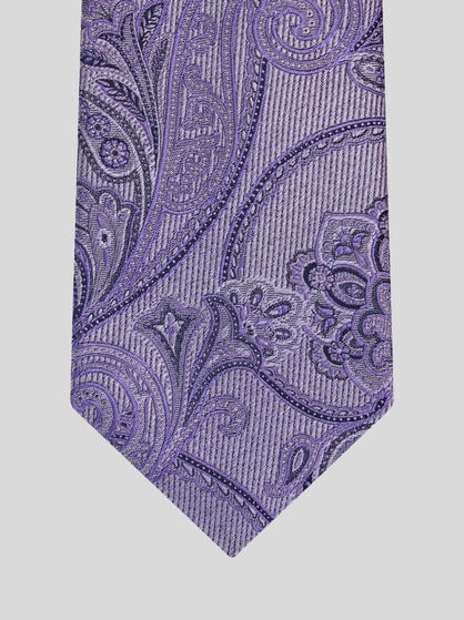 MICRO-STRIPED TIE WITH PAISLEY DETAILING