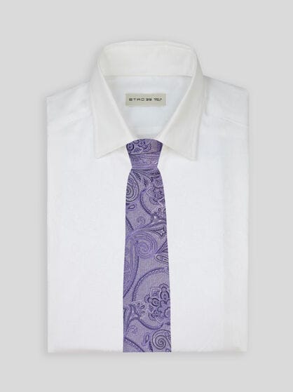 MICRO-STRIPED TIE WITH PAISLEY DETAILING