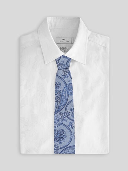 MICRO-STRIPED TIE WITH PAISLEY DETAILING