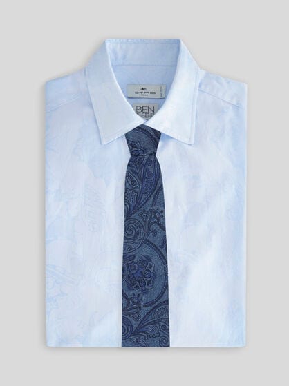MICRO-STRIPED TIE WITH PAISLEY DETAILING