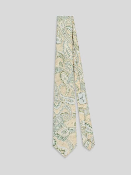 DOTTED SILK TIE WITH PAISLEY