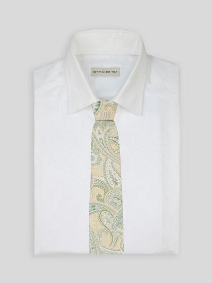 DOTTED SILK TIE WITH PAISLEY