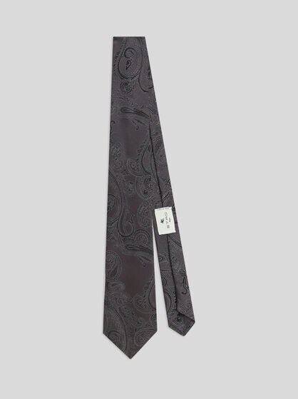SILK JACQUARD TIE WITH PAISLEY MOTIF
