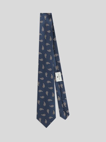 SILK JACQUARD TIE WITH MICRO MOTIF AND PAISLEYS