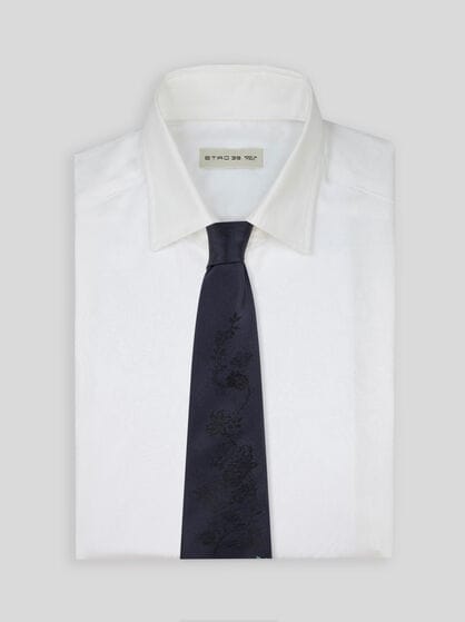 SILK JACQUARD TIE WITH PEACOCK