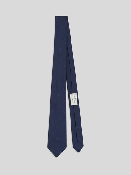 SILK JACQUARD TIE WITH MICRO-PAISLEY MOTIF AND PEGASO