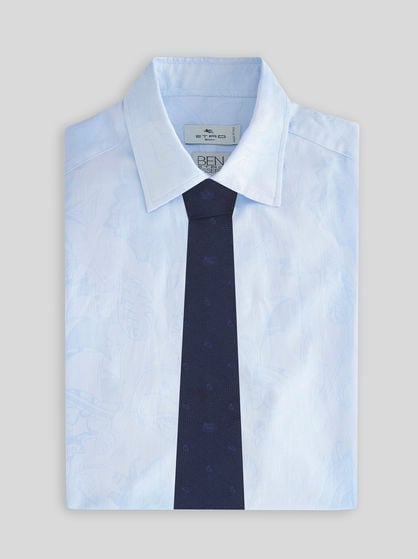SILK JACQUARD TIE WITH MICRO-PAISLEY MOTIF AND PEGASO