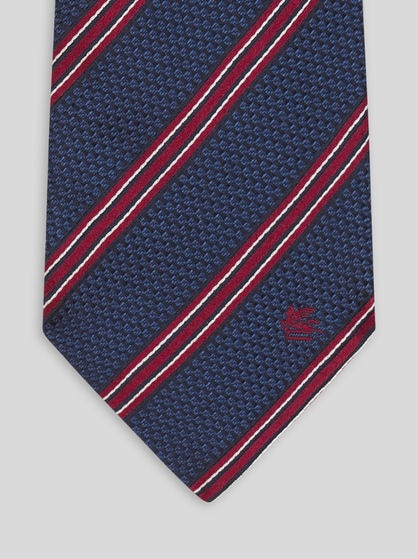 CRAVATE EN JACQUARD DE SOIE À RAYURES