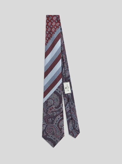 PATCHWORK-EFFECT SILK JACQUARD TIE