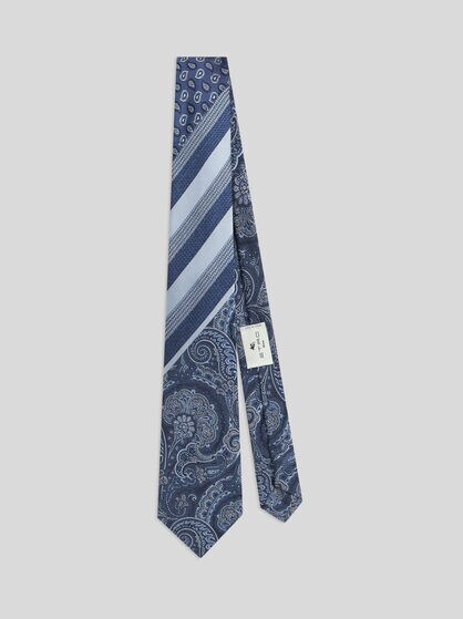 PATCHWORK-EFFECT SILK JACQUARD TIE