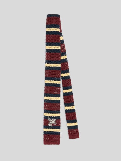 KNIT SILK TIE WITH STRIPES AND PEGASO