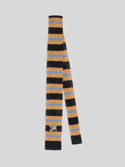 KNIT SILK TIE WITH STRIPES AND PEGASO