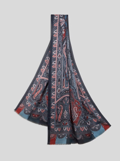 PRINTED CASHMERE AND SILK SCARF
