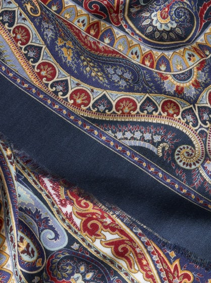 PAISLEY SILK AND WOOL SCARF