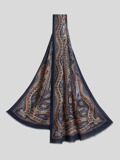 PAISLEY SILK AND WOOL SCARF