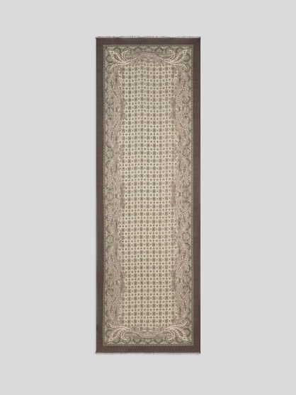 WOOL SCARF WITH TIE MOTIF AND PAISLEYS