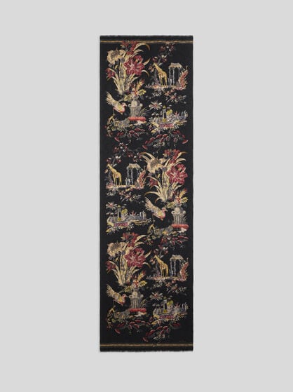 BRUSHED WOOL SCARF WITH TWO PRINTS