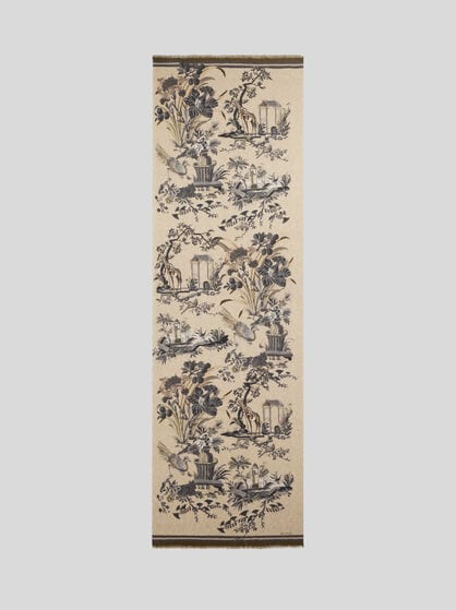 BRUSHED WOOL SCARF WITH TWO PRINTS