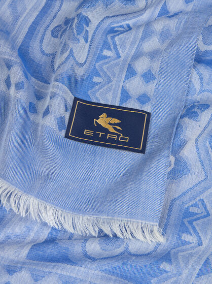 SILK-BLEND SCARF WITH GEOMETRIC MOTIF