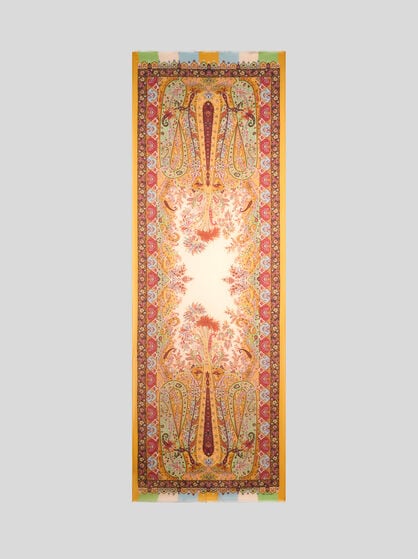 CHEVRON MODAL AND CASHMERE SCARF WITH FLORAL PAISLEY MOTIF