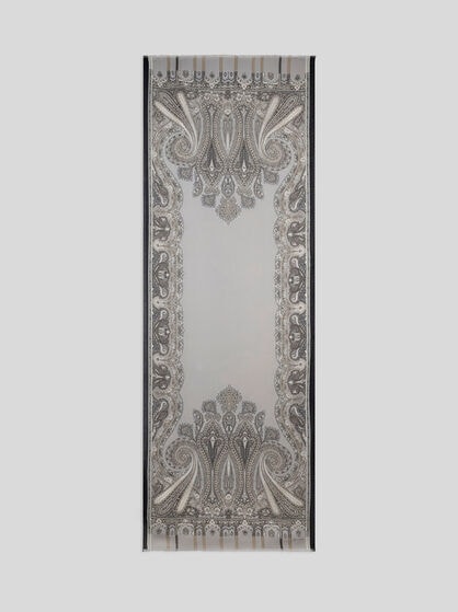 CHEVRON MODAL AND CASHMERE SCARF WITH PAISLEY MOTIF