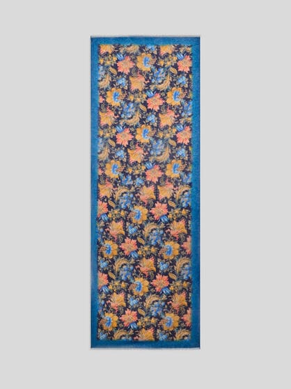 BRUSHED CASHMERE SCARF WITH FLORAL MOTIF