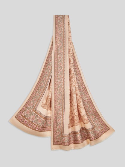 PRINTED SILK AND WOOL SCARF