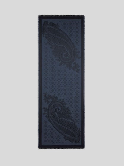 SILK AND WOOL JACQUARD SCARF WITH PAISLEYS