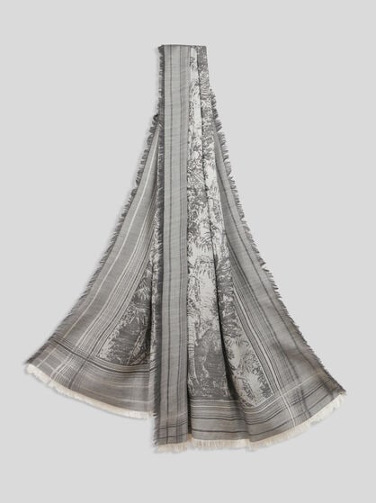 PATTERNED SILK AND WOOL SCARF