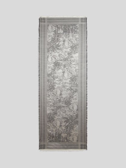 PATTERNED SILK AND WOOL SCARF
