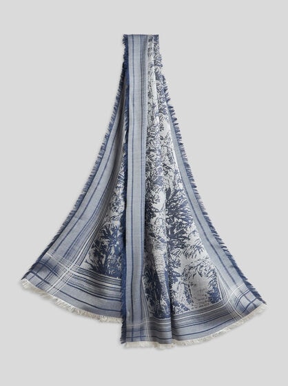 PATTERNED SILK AND WOOL SCARF