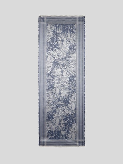 PATTERNED SILK AND WOOL SCARF
