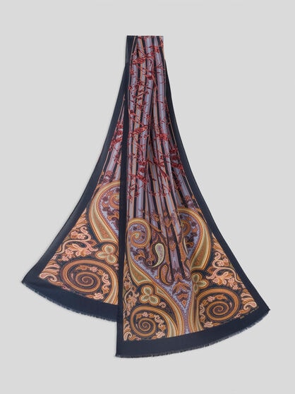 SILK SCARF WITH BIRD PRINT