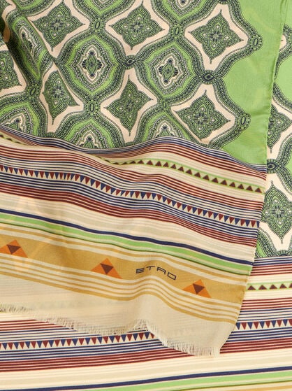 GEOMETRIC-PATTERNED SILK SCARF